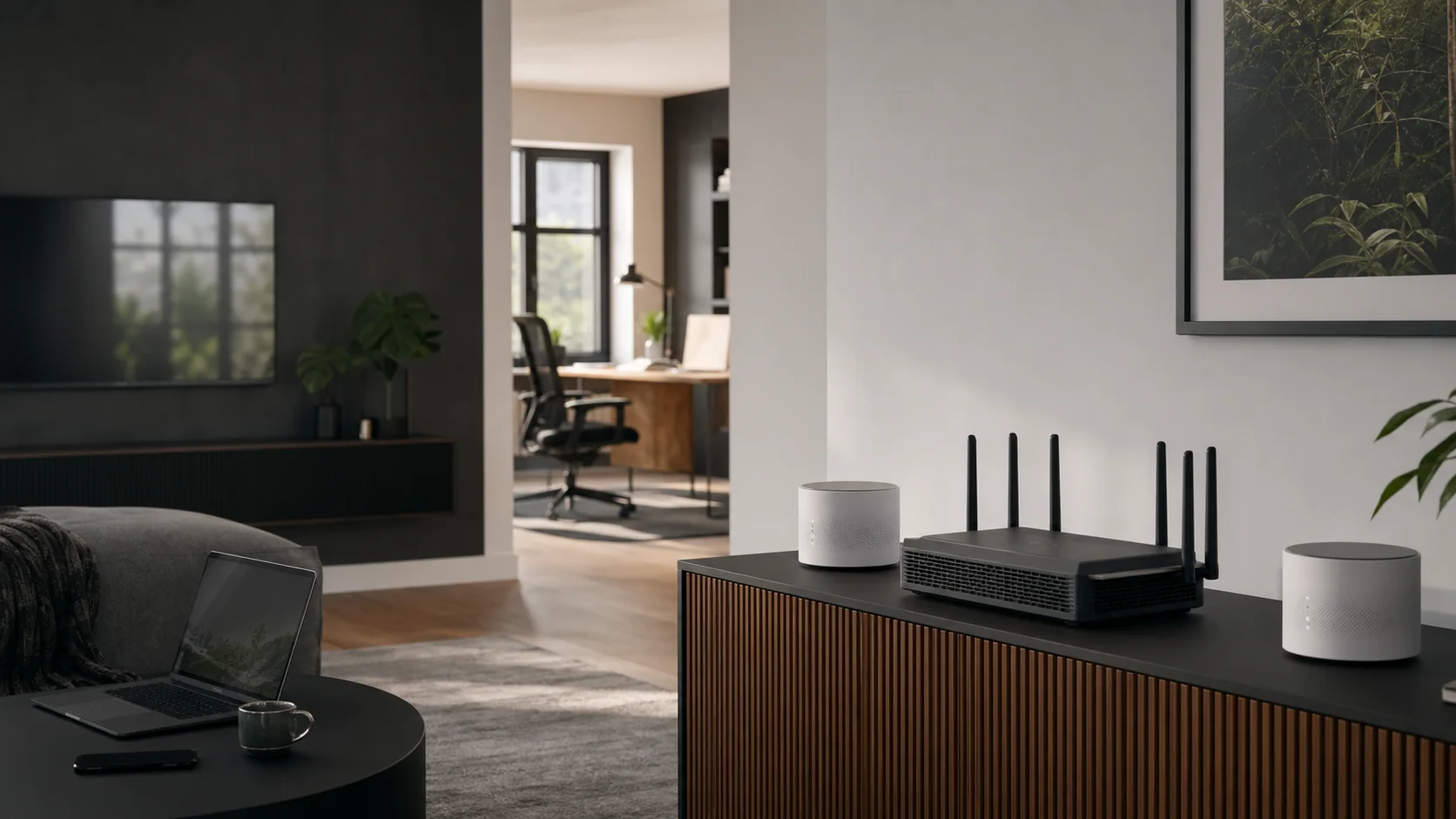 Markenfreies Router- und Mesh-System in einem Wohnhaus