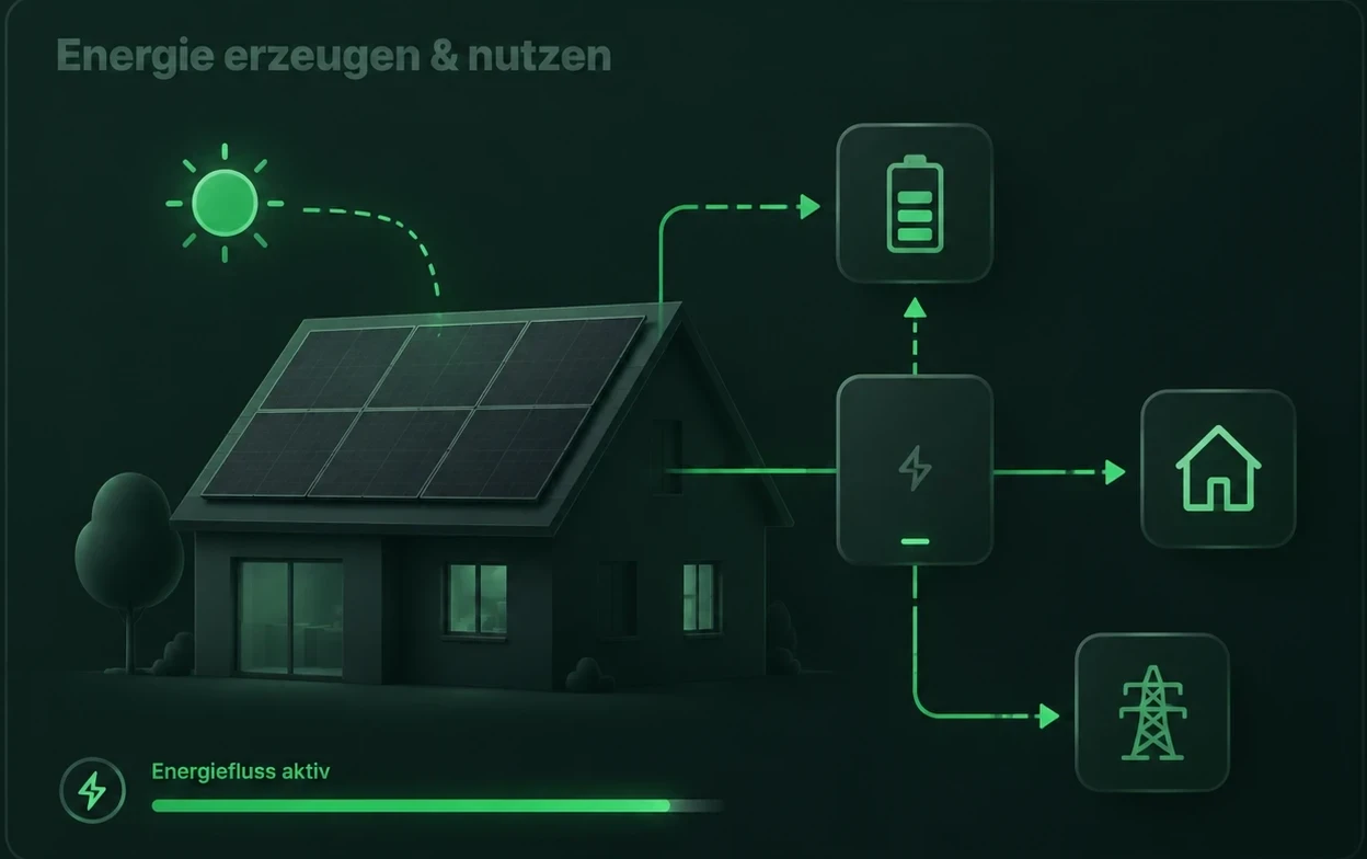 Darstellung eines vernetzten Photovoltaik-Energiesystems